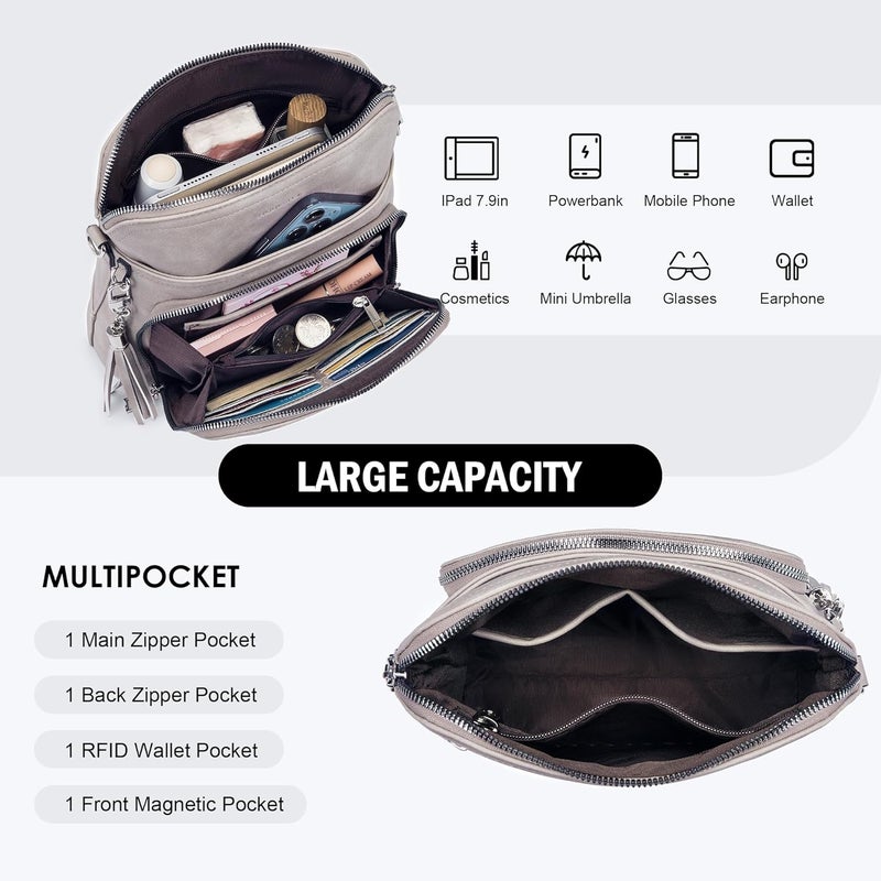 Roulens Crossbody Purse for Women Vegan Leather Medium Crossbody Wallet Bag for Travel Women Shoulder Handbags with Tassel - Image 5